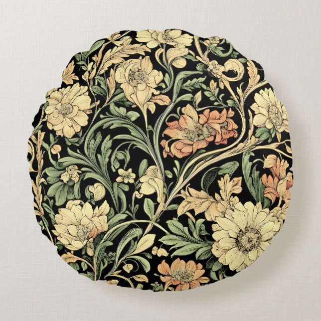 Victorian-style floral pattern  rundes kissen (Vorderseite)