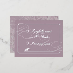 Victorian Tapestry Mauve Antwort Folienkarte Folien Feiertagspostkarte