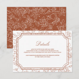 Victorian Terracotta Line Art Wedding Details Begleitkarte