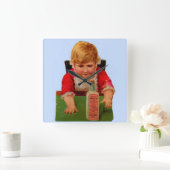 Victorian trade card: Scott's Emulsion Castor Oil Quadratische Wanduhr (Zuhause)