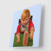 Victorian trade card: Scott's Emulsion Castor Oil Quadratische Wanduhr (Winkel)