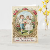 Victorian Valentine Angel Card Karte (Gelbe Blume)