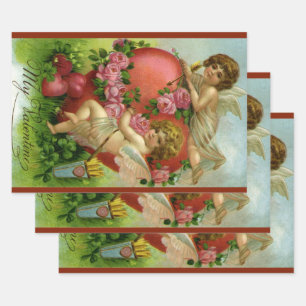 Victorian Valentinstag Vintage Engel Herz Rose Geschenkpapier Set