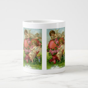 Victorian Valentinstag Vintage Engel Herz Rose Jumbo-Tasse