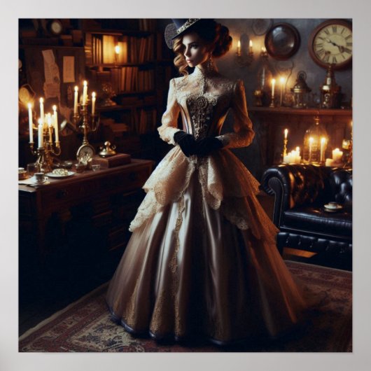 Victorian Vintage Mysterious Elegant Woman  Poster (Vorne)