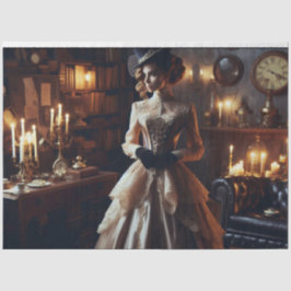 Victorian Vintage Mysterious Elegant Woman  Seidenpapier