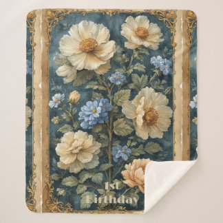 Victorian Vintage Soft Ivory Peony English Garden  Sherpadecke