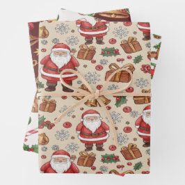 Victorian Watercolor Santa Christmas Collection Geschenkpapier Set