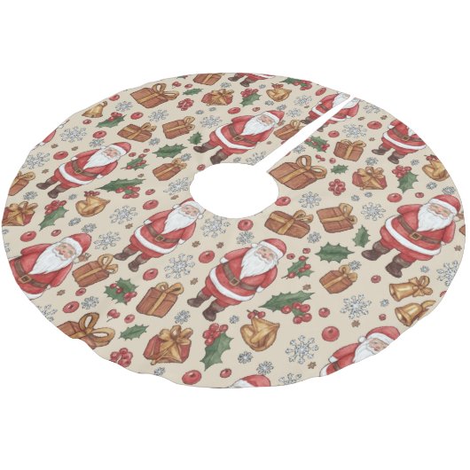 Victorian Watercolor Santa Christmas Collection Polyester Weihnachtsbaumdecke (Schrägansicht)