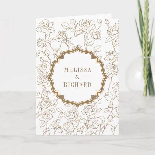 Victorian White and Gold Catholic QR Code Wedding Einladung (Vorderseite)