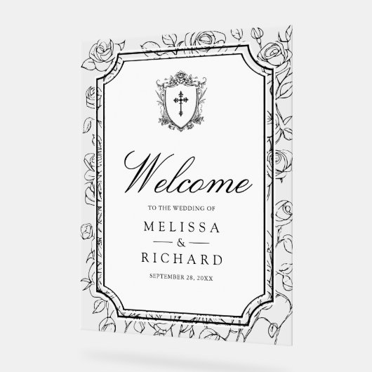 Victorian White Catholic Wedding Welcome Acrylschild (Winkel)