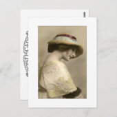 Victorian woman in hat and beaded dress postkarte (Vorne/Hinten)
