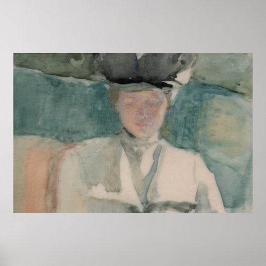 Victorian Woman Portrait Pastel-Tone Watercolor Poster (Vorne)