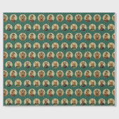 Victorian Yorkie Christmas Portraits on Emerald Gr Geschenkpapier (Flach)