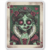 Victorian Zombie Queen of Hearts Aufkleber (Vorderseite)