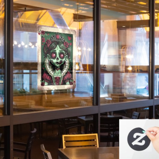Victorian Zombie Queen of Hearts Fensteraufkleber (Restaurantfenster)