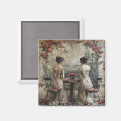 Victorian-Zwillinge-Teeparty - Magnet (Vorderseite/Rückseite)