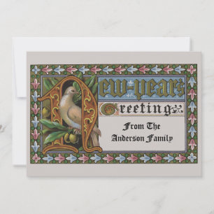 Victorianische Ära Taube auf Olivenzweig Neujahr Feiertagskarte