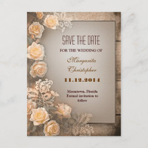 victorianische Damastrosen Save-the-Date-Postkarte Ankündigungspostkarte