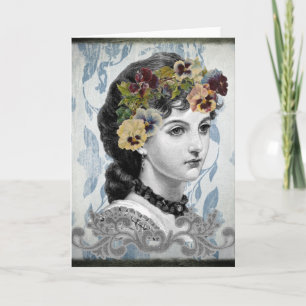 Victorianische Dame Frauen Stiefmütterchen auf Tap Karte