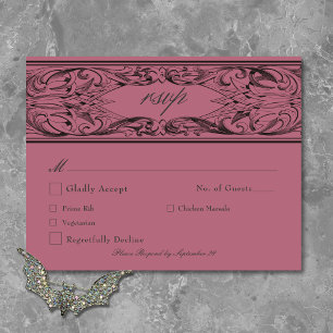 Victorianische Fledermaus bis zum Tod Schwarze & W RSVP Karte