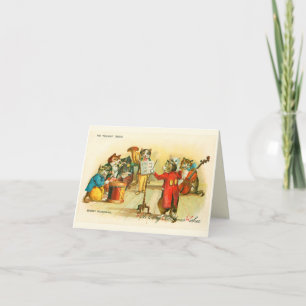 Victorianische musikalische Weihnachtskatzen-Band  Karte