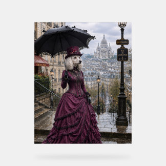 Victorianische Poodle-Lady an der Sacré-Cœur – Par Acrylschild