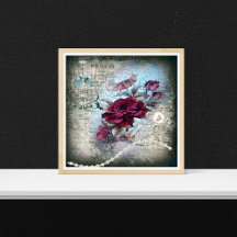 Victorianische rote Rose Ephemeral Grunge