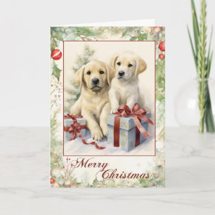 Victorianischer gelber Labrador-Welpe Weihnachten