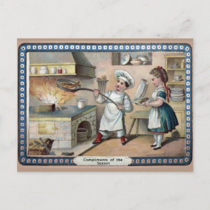 Victorianischer Koch Weihnachten Postkarte