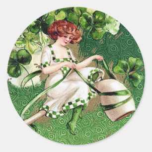 Victorianischer St. Patrick's Day Runder Aufkleber