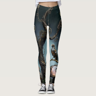 Victorianischer Uhrwerk-Gummibär-Mechanischer Rabe Leggings