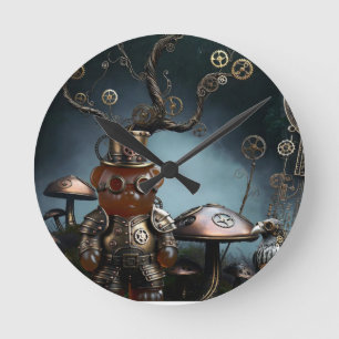 Victorianischer Uhrwerk-Gummibär-Mechanischer Rabe Runde Wanduhr