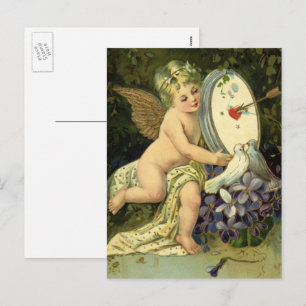 Victorianischer Valentinstag, Vintage-Engel Liebes Feiertagspostkarte