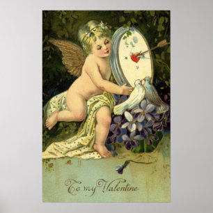 Victorianischer Valentinstag, Vintage-Engel Liebes Poster