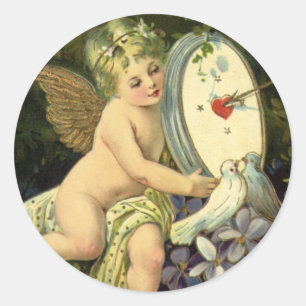 Victorianischer Valentinstag, Vintage Engel Liebes Runder Aufkleber