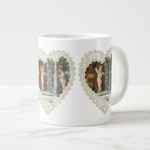 Victorianischer Valentinstag, Vintage-Engel mit Br Jumbo-Tasse