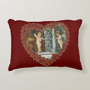 Victorianischer Valentinstag, Vintage-Engel mit Br Zierkissen