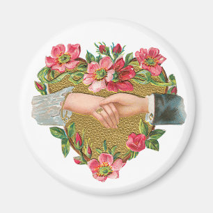 Victorianischer Valentinstag, Vintage-Hände mit Bl Magnet