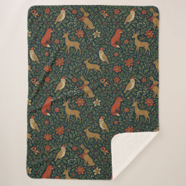 Victorianisches Weihnachts-Tier- und Botanik- Sherpadecke