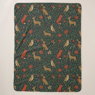 Victorianisches Weihnachts-Tier- und Botanik- Sherpadecke