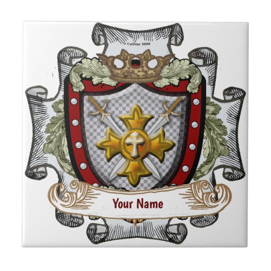 Victory Shield Nachname Fliese (Vorderseite)