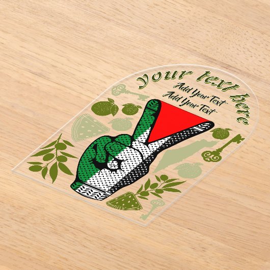 Victory Sign Hand Resistance Red Triangle Symbol Acryleinladungen (Ablage )