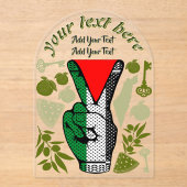 Victory Sign Hand Resistance Red Triangle Symbol Acryleinladungen (Vorderseite)