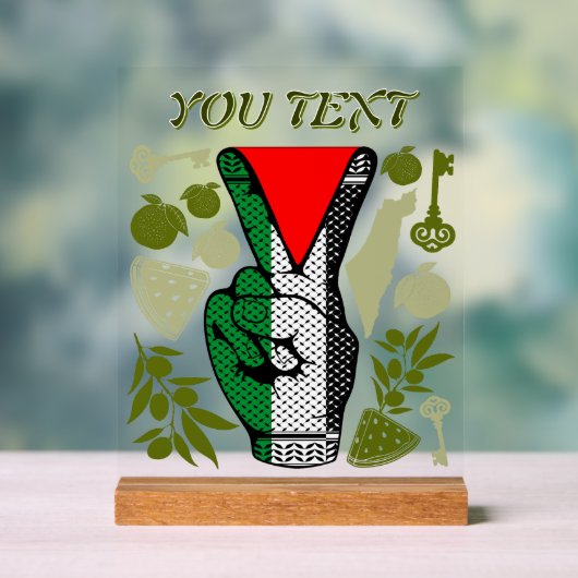 Victory Sign Hand Resistance Red Triangle Symbol Acrylschild (Neutral)