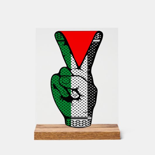Victory Sign Hand Resistance Red Triangle Symbol Acrylschild (Vorderseite)