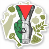 Victory Sign Hand Resistance Red Triangle Symbol Aufkleber (Vorderseite)