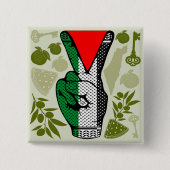 Victory Sign Hand Resistance Red Triangle Symbol Button (Vorderseite)