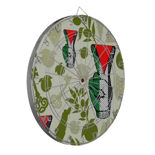 Victory Sign Hand Resistance Red Triangle Symbol Dartscheibe (Vorderseite Links)