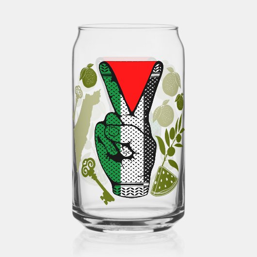 Victory Sign Hand Resistance Red Triangle Symbol Dosenglas (Rückseite)